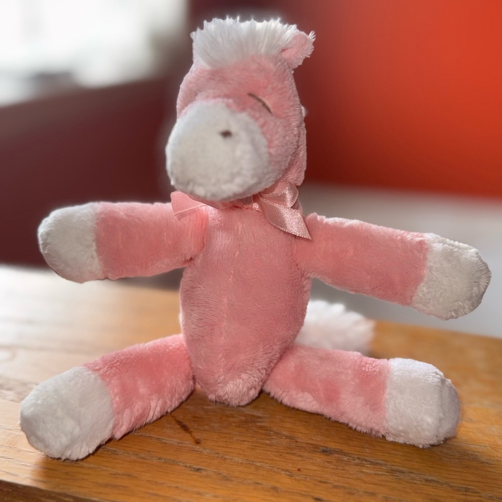 DOUGLAS Pink and White Plush Horse Toy